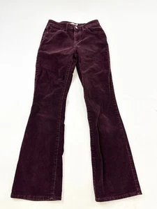 Levis 725 Pants Women 26x30 Burgundy Corduroy Pocket White Tab High Rise Bootcut - Picture 1 of 10