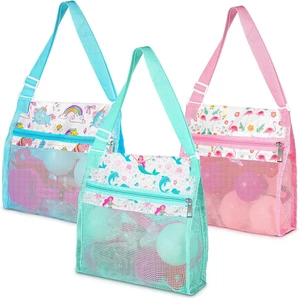 Borsa da spiaggia giocattolo 3 pezzi borsa da spiaggia bambini conchiglia borsa da raccolta borsa conchiglia spiaggia sabbia - Foto 1 di 7