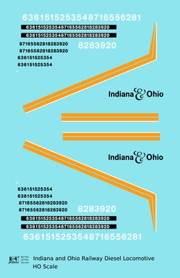K4 HO Scale Decals Indiana and Ohio Railway Diesel Locomotive - Image 1 of 3