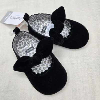 Новый с Ярлыками Carter's бархатистый черный Мэри Джейн с бантом размер 9-12 Mo. - Изображение 1 из 4