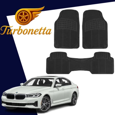 适合所有宝马汽车脚垫 3 件前后高级橡胶黑色 — 第 1/4 张图片