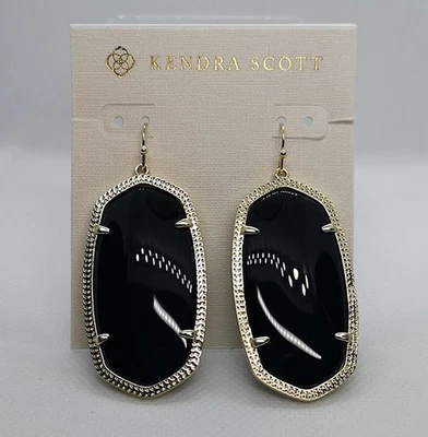 New Kendra Scott Danielle Gold Statement Earrings in Black - Image 1 of 2