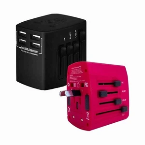 5Core 2Pcs Universal International Travel Plug 4 USB Power Adapter Worldwide - Picture 1 of 9