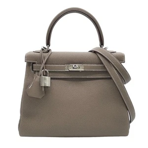 HERMES Kelly 25 B Etoupe Togo Women Shoulder Bag #Ok061 - Picture 1 of 12