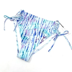 Shade & Shore White Blue Purple Striped Bikini Bottom Size Medium NWT - Picture 1 of 5