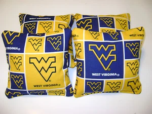 4 CORNHOLE BAGS CORN HOLE WEST VIRGINIA MOUNTAINEERS P BAGGO TAILGATE TOSS WV - Picture 1 of 1