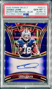 2020 SELECT CEEDEE LAMB SIGNATURES PRIZM #SS-CDL BLUE RC AUTO /50 PSA 10 POP 1 - Picture 1 of 2