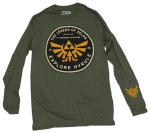 Legend of Zelda Mens Long Sleeve T-Shirt - Explore Hyrule Triforce Logo - Picture 1 of 1
