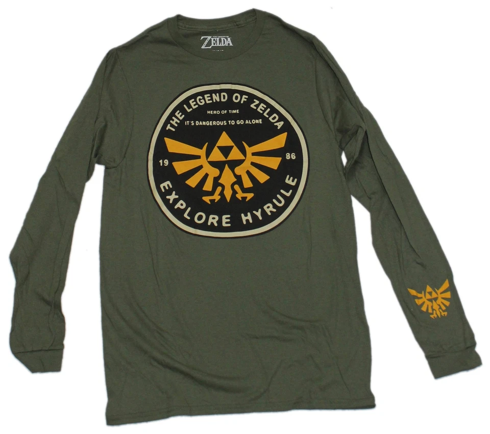 Legend of Zelda Mens Long Sleeve T-Shirt - Explore Hyrule Triforce Logo - Image 1 of 1