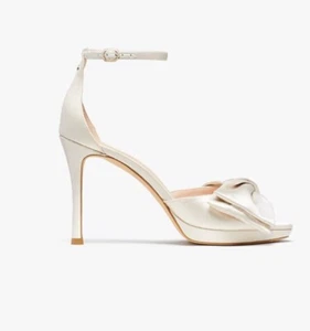 New! NIB Kate Spade Bridal Bow Open Toe Satin Heel Ivory 7 B - Picture 1 of 12