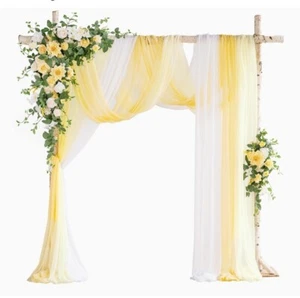 Ling's Moment Deluxe Yellow Artificial Wedding Arch Flowers with Drapes Kit - Picture 1 of 8