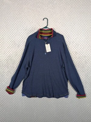 Pullover Robert Graham Cuarto Cremallera Para Hombre XL Azul Marino Multicolor NUEVO $178 Foto 1 de 4