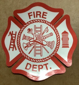 DEPARTAMENTO DE BOMBEROS. "CALCOMANÍA DE 3" CRUZ MALTESA (VENTANA INTERIOR) - Imagen 1 de 2