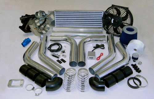 485+HP/PSI BOOST T3 UNIVERSAL INTERCOOLER PIPING FILTER TURBO CHARGER KIT FAN - Image 1 of 1