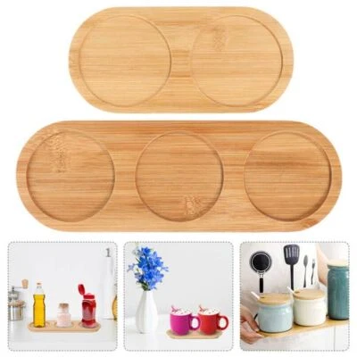 Wooden Tea Tray Serving Bamboo Table Plate Snacks Food Storage Dish Holder  - image 1 of 4