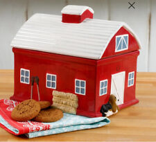 NEW! Pioneer Woman Rustic Red Barn Cookie Treat Jar Charlie The Dog-Ree Drummond