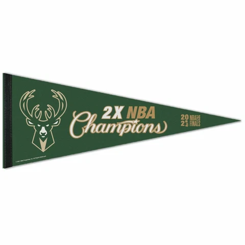 MILWAUKEE BUCKS 2X NBA CHAMPIONS FELT PREMIUM PENNANT 12"x30" WINCRAFT 👀 Cover