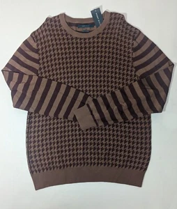 NEW- LT Tall Mens Perry Ellis Pullover Crewneck Sweater Cotton Modal Chocolate - Picture 1 of 9