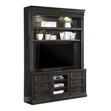 Parker House Washington Heights Transitional Wood TV Console & Hutch in Charcoal