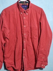 Hunt Club Vintage Mens Medium Red 100% Cotton Long Sleeve Button Down Shirt SZ L - Picture 1 of 11