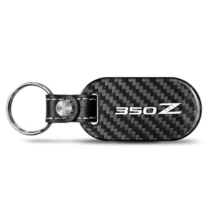 for Nissan 350Z 100% Real Black Carbon Fiber Tag Style Key Chain - Picture 1 of 6