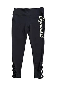 JUSTICE Girls Youth Size XL (16/18) Gymnast Black Athletic Gym Leggings Pants - Picture 1 of 5