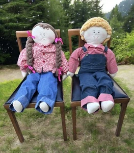Vintage Boy and Girl Doll Handmade Folk Art Farmhouse Country Style 35” - Picture 1 of 10