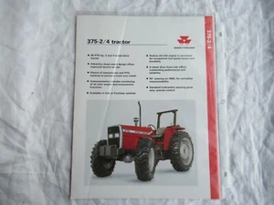 Massey Ferguson MF 375 -2/4 tractor specification sheet brochure  - Picture 1 of 2