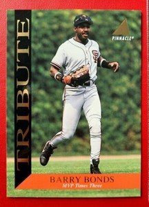 MLB BARRY BONDS Pirates Pinnacle 94 MVP Times Three Tribute Trading CARD #TR8