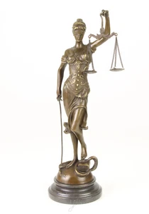Statuetta in bronzo scultura in bronzo Justitia figura vera base in bronzo di alta qualità - Foto 1 di 15