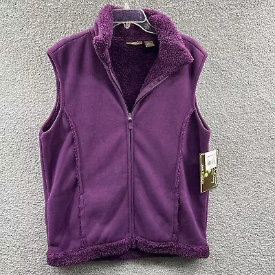 Jane Ashley Women Fleece Vest 1X Purple Sherpa Lined Outdoor Hiking Casual Layer - Image 1 of 4