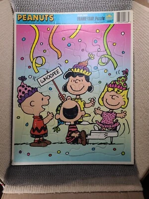 Bandeja Rompecabezas Marco Dorado Vintage Cacahuetes Gang Party Whoopee Charlie Brown Foto 1 de 4