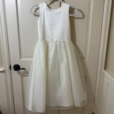 US Angels Girls Dress White Satin Tulle Flower Girl First Communion size 10 - Image 1 of 4