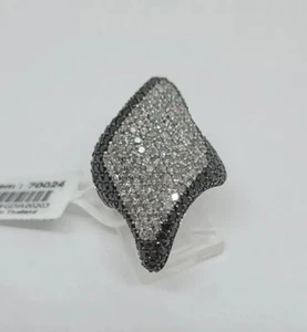 14K White Gold Natural Black & White Diamond Waive Ring Size 6.75 MSRP $2,500 - Picture 1 of 7