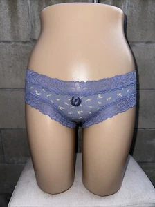 Victoria Secret Blue Floral Cheeky Panty Sheer Sexy VS Logo Size X SMALL # 019 - Picture 1 of 5