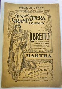 Vintage 1920s Chicago Grand Opera Company Libretto Program Book for Martha - Picture 1 of 3