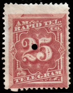 ✔️ USA 1881 - RAPID TEL TELEGRAM 25 CENT ROSE - MNG - Picture 1 of 1