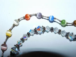 DUE BRACCIALI VINTAGE AURORA BOREALE CRISTALLO, VETRO E STERLING - Foto 1 di 5