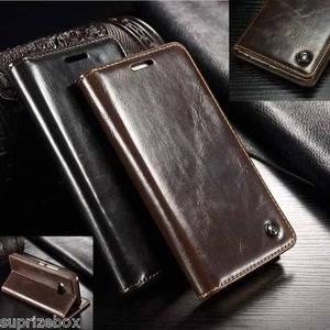Real Genuine Leather Flip Wallet Slim Case Cover For New Apple iPhone 5C - Picture 1 of 14