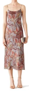 Vince Women's Size M Watercolor Print 100% Silk Satin Slip Maxi Dress Lined - Picture 1 of 10