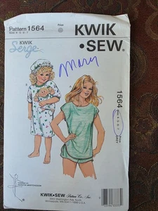 Uncut 1564 Kwik Sew Sewing Pattern Girls & Doll Nightie & Sleep Shorts Sz 4-7 - Picture 1 of 2