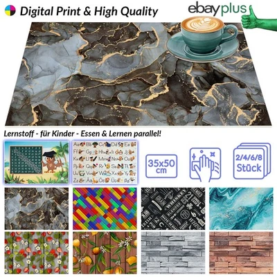Tischsets Platzsets Platzdeckchen abwaschbar Tischmatte PVC Holzoptik Lernstoff - Bild 1 von 4