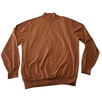 Linea Uomo Merino Wool Blend Mock Neck Sweater Brown Mens XXL Pullover - Image 1 of 4