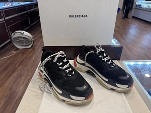 Balenciaga Triple S Black White Red US Size 12 LS(347313) - Picture 1 of 12