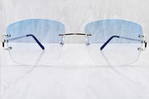 Gafas de sol Cartier sin montura GRAN C decoración ICE azul lente Piccadilly CT0092O - Imagen 1 de 6