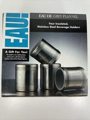 Eau de Grey Flanela Aço Inoxidável Isolado Suporte para Bebidas Koozies Pacote com 4 NOVO - Imagem 1 de 4
