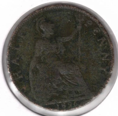 1896 Great Britain Circulated Half Penny Victoria & Britannia Coin! - Image 1 of 2