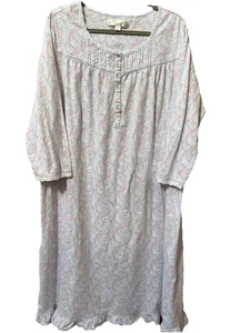 EILEEN WEST Nachthemd Gr. XL blau rosa weiß geblümt Baumwolle Cottagecore - Bild 1 von 9