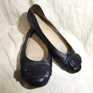 🩰 Franco Sarto Vintage Ballet Flats 10 M Glove Soft Black Leather; Strap Detail - Picture 1 of 15