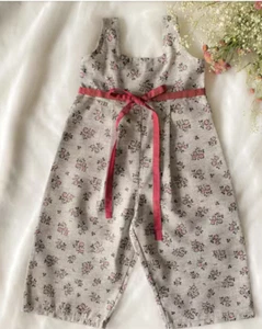 Gray and Burgundy Floral Woven Jumpsuit Girls size 6-7 years - Picture 1 of 3